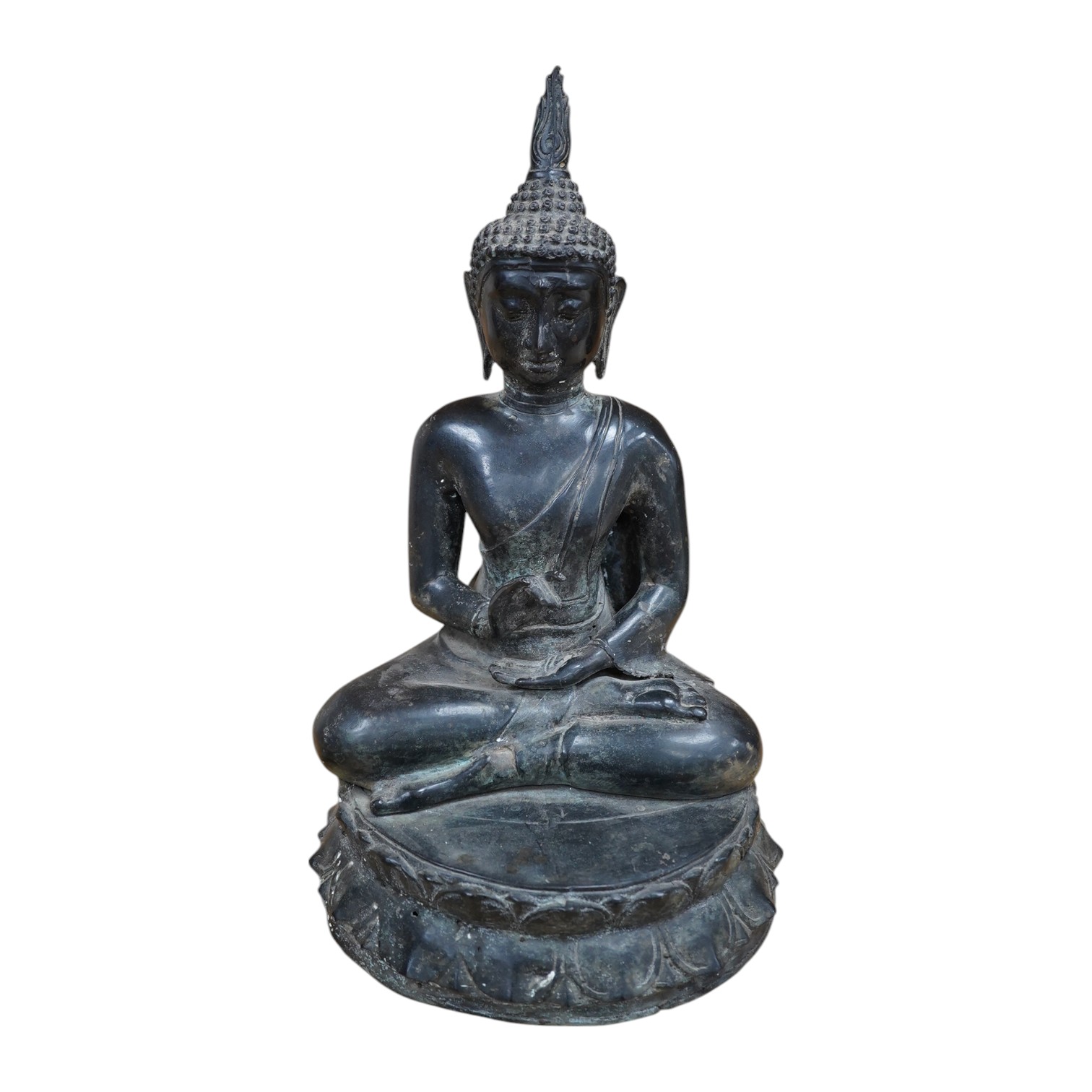 A Thai bronze seated figure of Buddha Shakyamuni, 36cm high. Condition - good